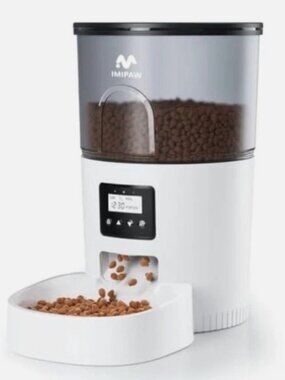 IMIPAW Automatic Pet Feeder with Programmable Timer and LCD Display - White NIB